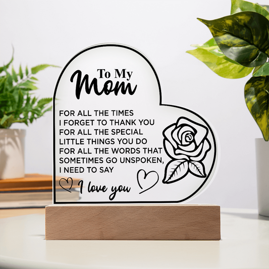 To My Mom | Acrylic Heart Plaque